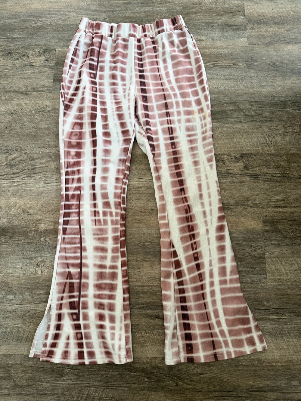 ROMWE Mauve Grid Flare Pants